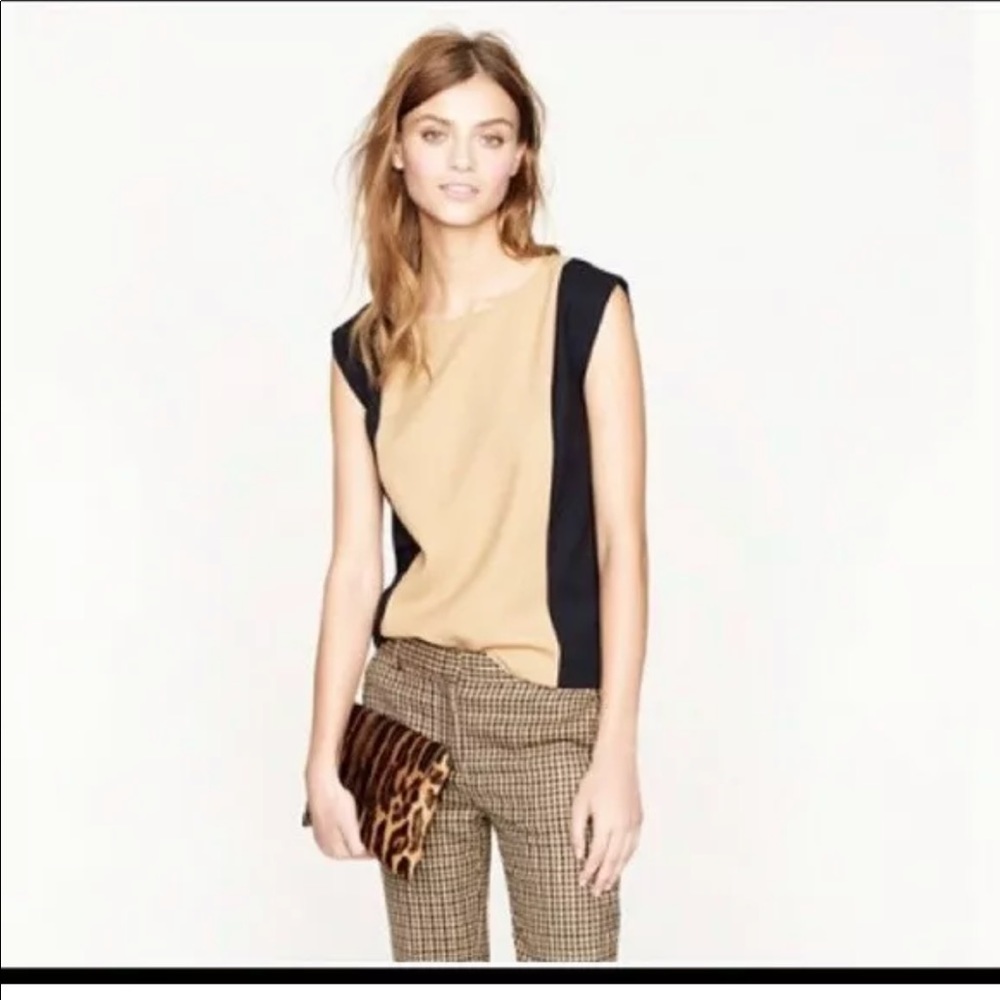 J. Crew sleeveless navy and camel top, size 0